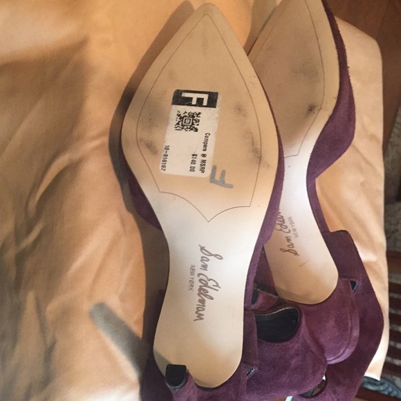 Sam Edelman leather burgundy 3 inch open heel shoe - Picture 4 of 6